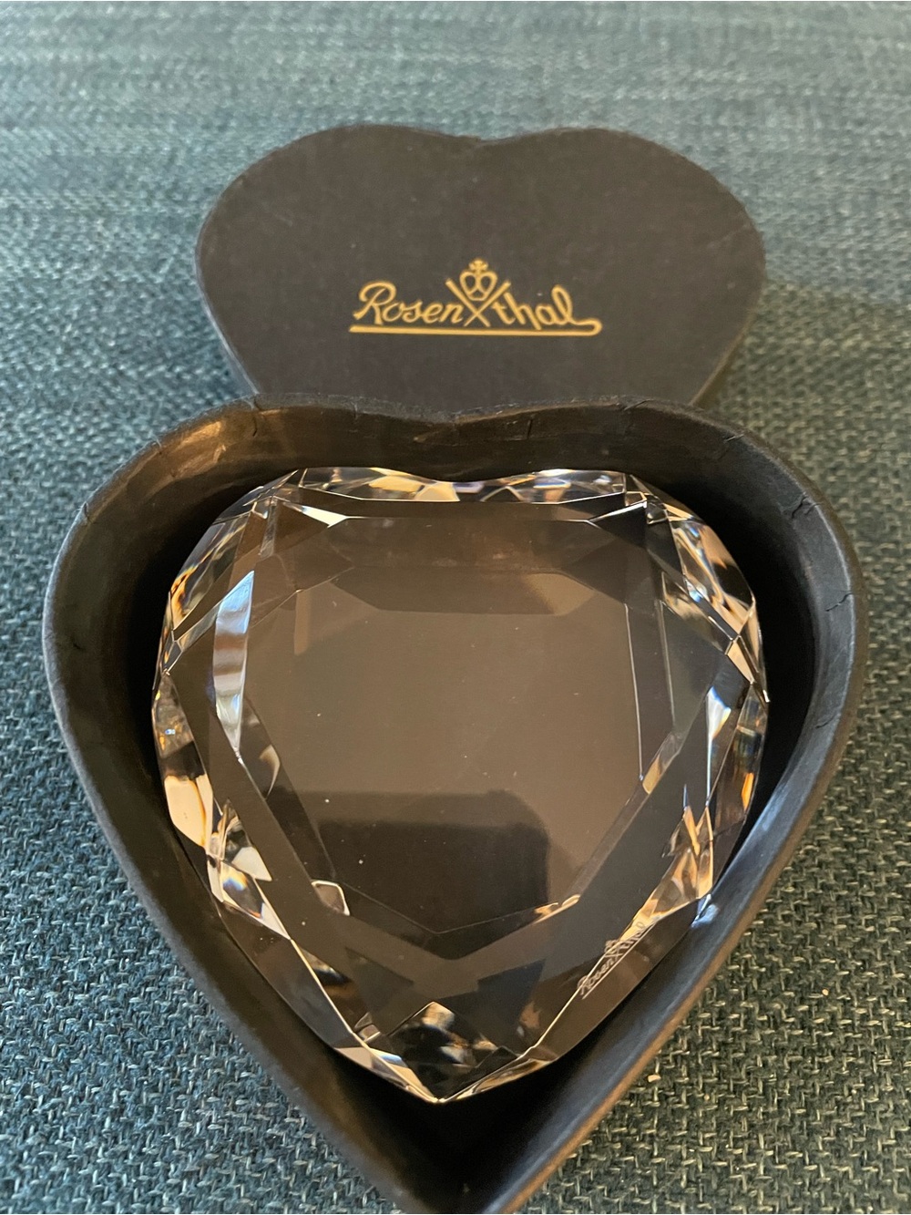 Rosenthal Clear Crystal Heart Paperweight in Gift Box